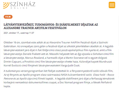 Látványtervezőket, tudományos- és diákfilmeket díjaztak az Alexandre Trauner Art/Film Fesztiválon