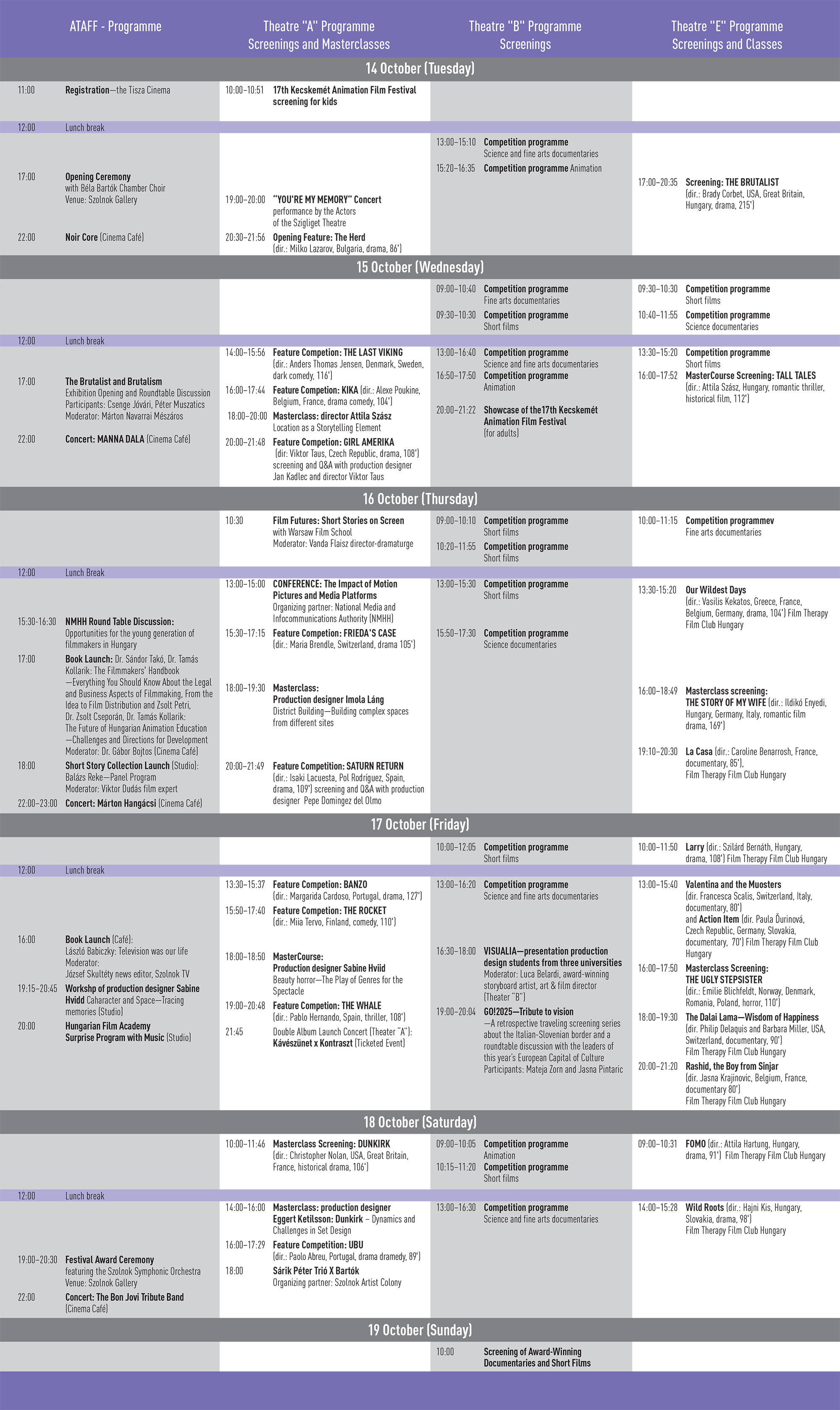 Festival programme
