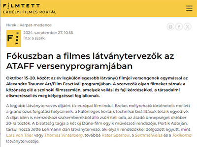 Fókuszban a filmes látványtervezők az ATAFF versenyprogramjában