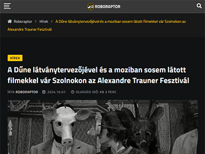 A Dűne látványtervezőjével és a moziban sosem látott filmekkel vár Szolnokon az Alexandre Trauner Fesztivál